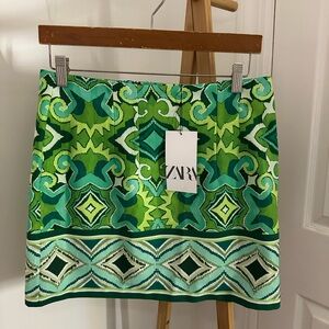 Zara Green Mini Pencil Skirt Resort Wear